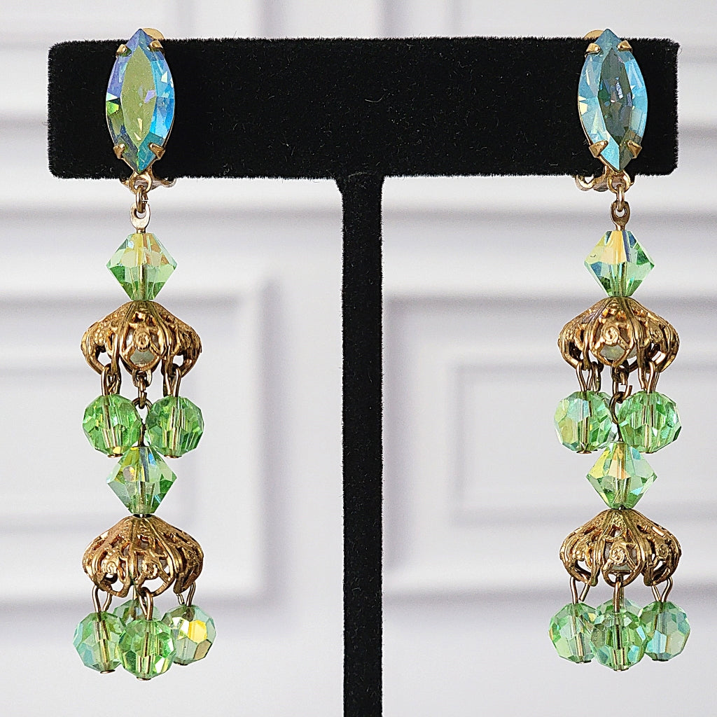 Vintage 60s long dangle chandelier earrings.