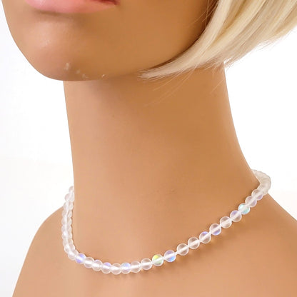 Frosted bead choker on mannequin.