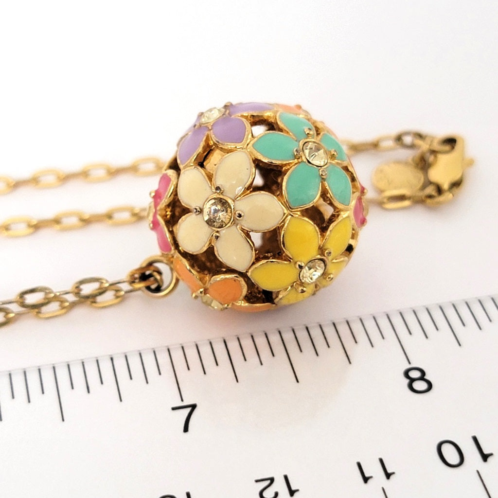 J. Crew Enamel Flower Ball Pendant Necklace