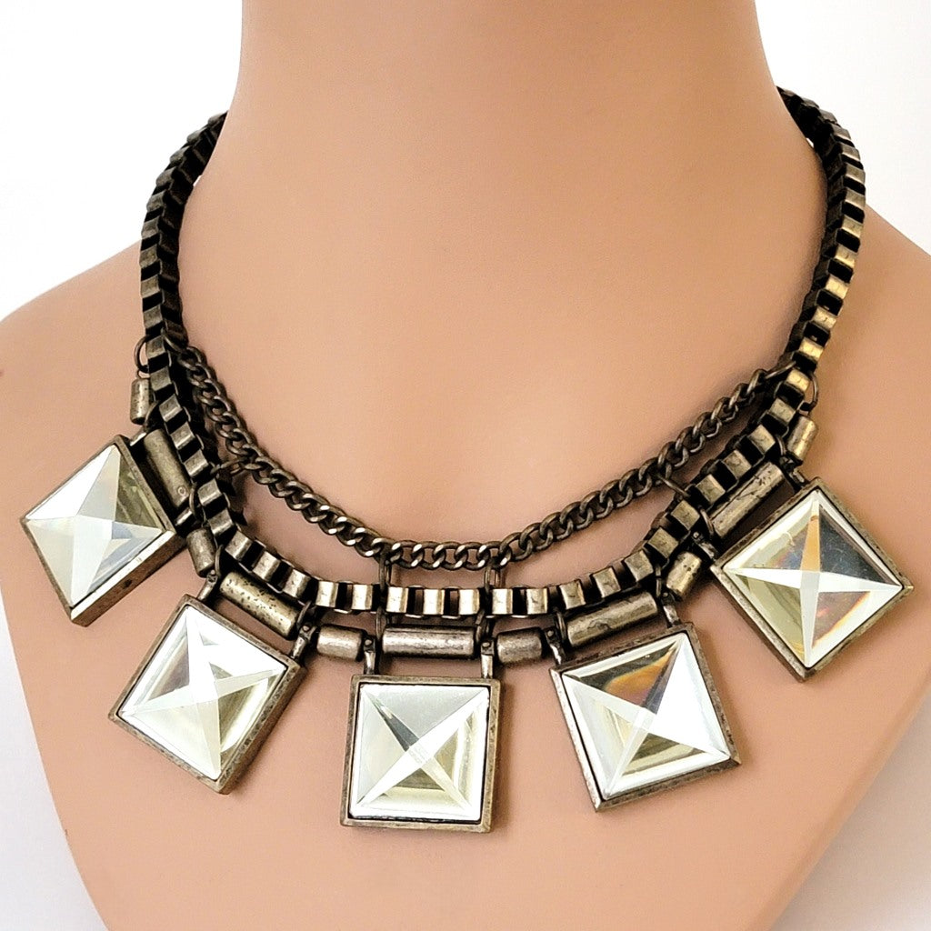 Chunky acrylic squares choker.