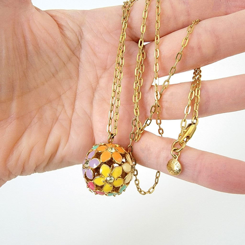 J. Crew Enamel Flower Ball Pendant Necklace