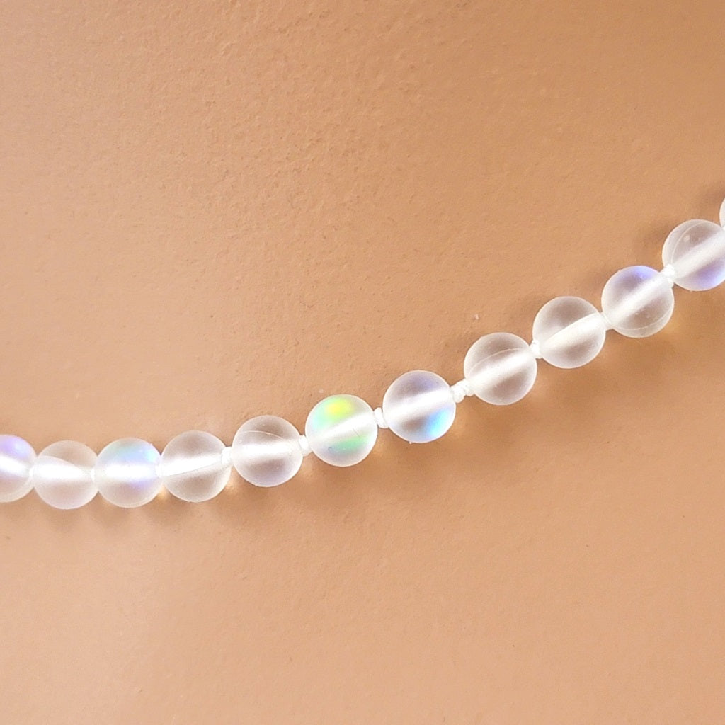 Iridescent glass beads.