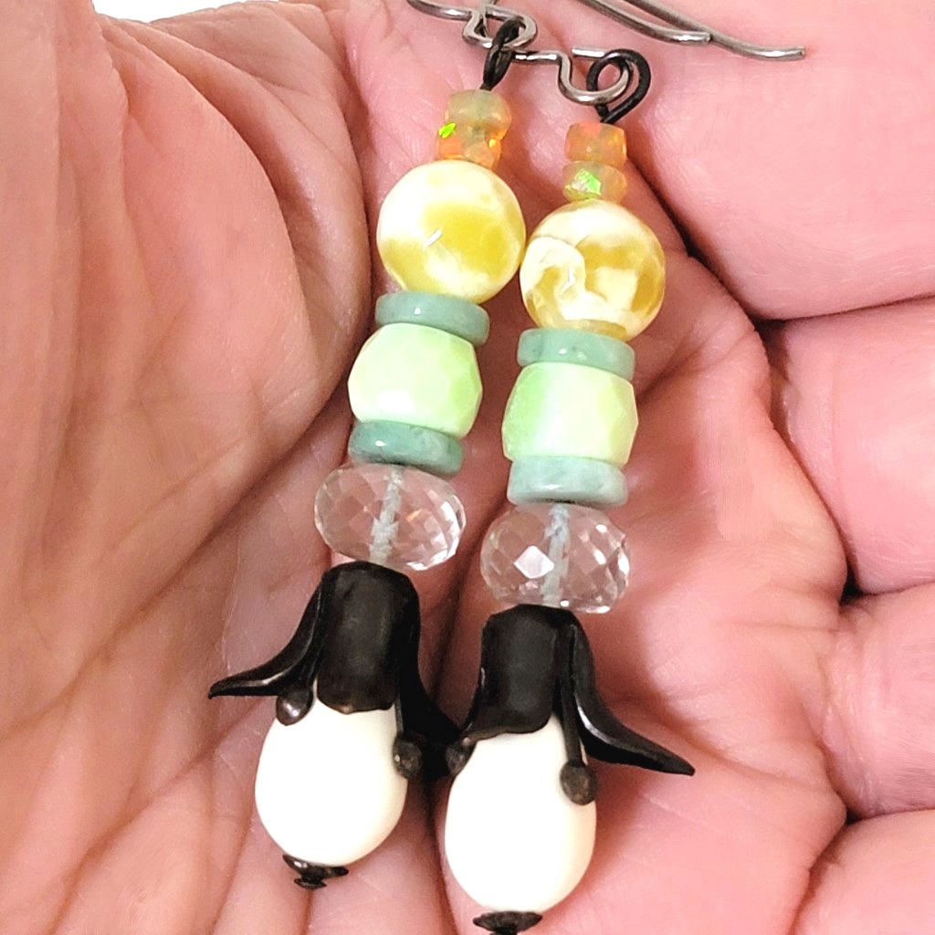 White flower hot sale dangle earrings