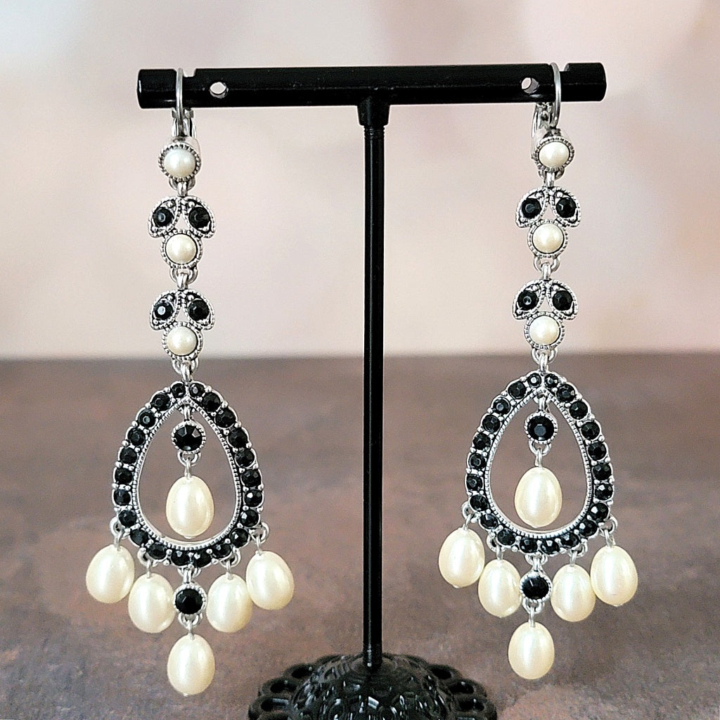 Chandelier style faux pearl earrings.