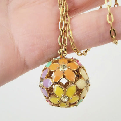 J. Crew Enamel Flower Ball Pendant Necklace