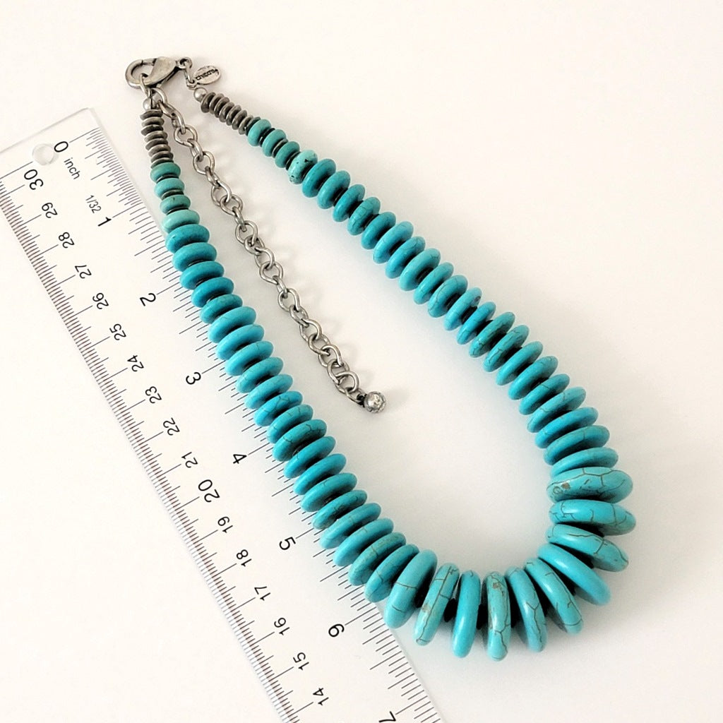 Chicos turquoise choker with ruler.