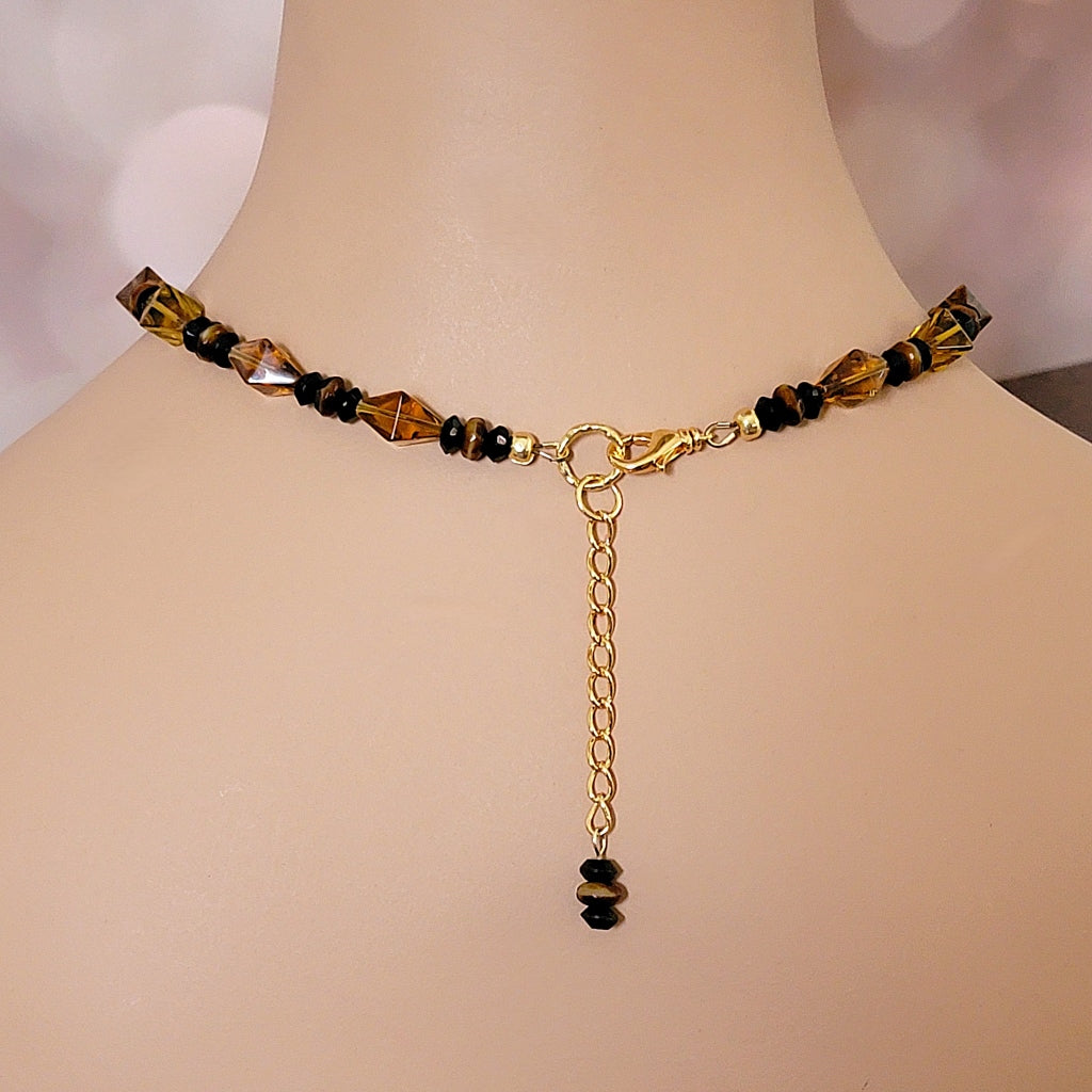 Necklace extender chain on mannequin.