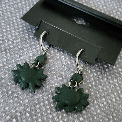 Backs of green enamel earrings.