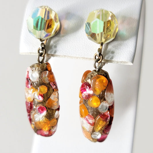 Vintage art glass dangle earrings.