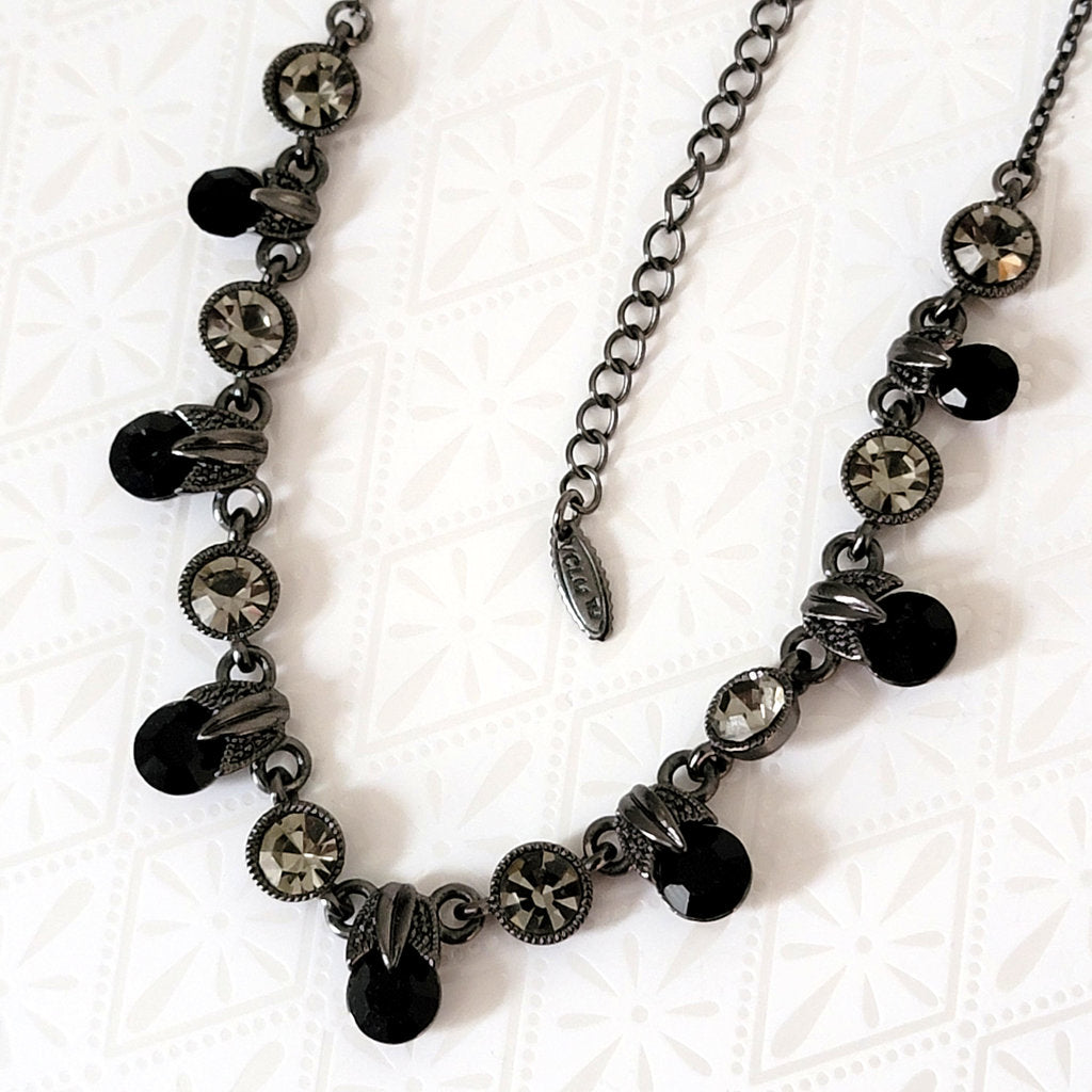 VCLM Black and Gray Rhinestone Choker